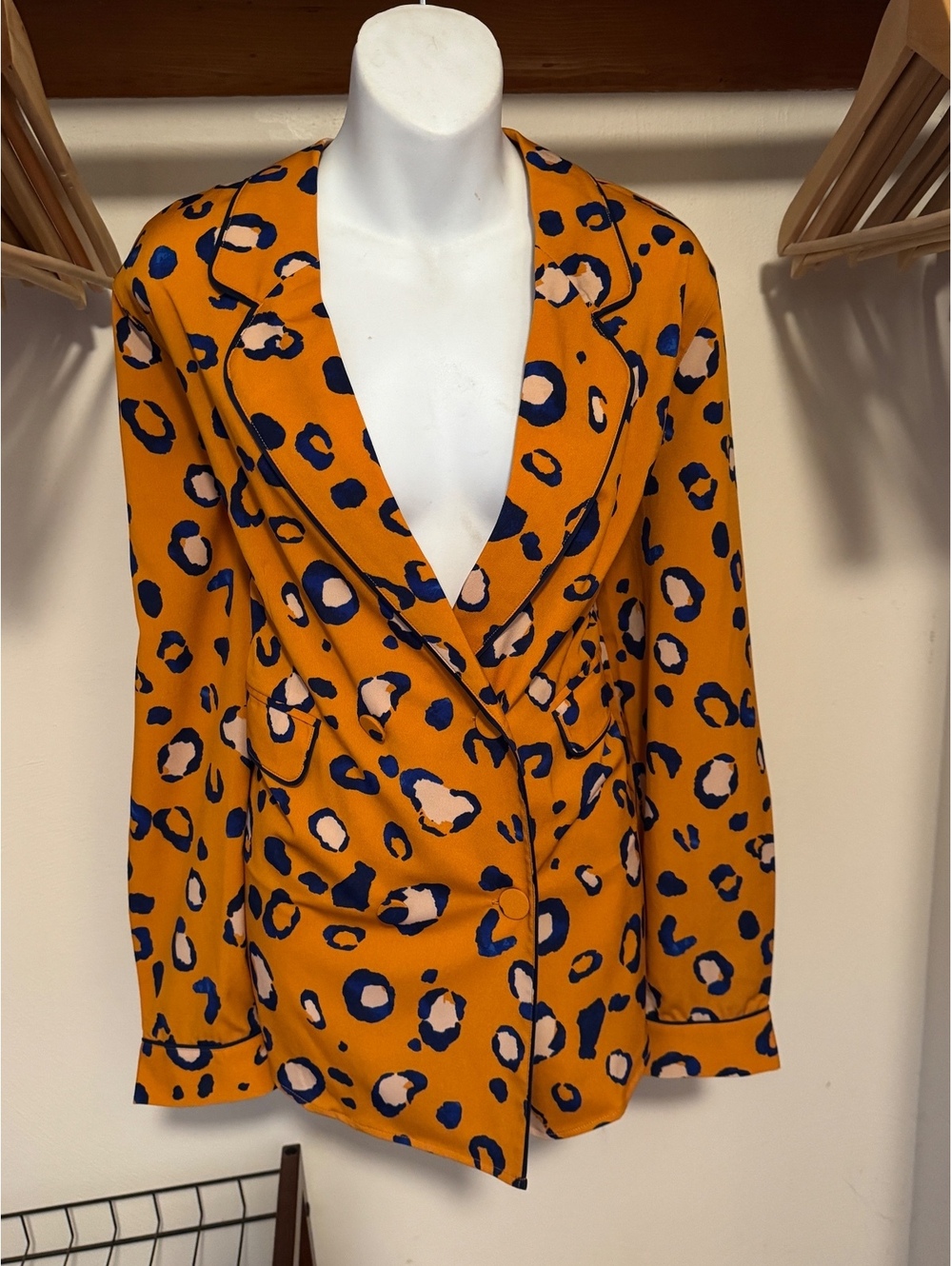 3.1 Phillip Lim 20th Anniversary Collection XL Mustard Leopard Print Blazer Top